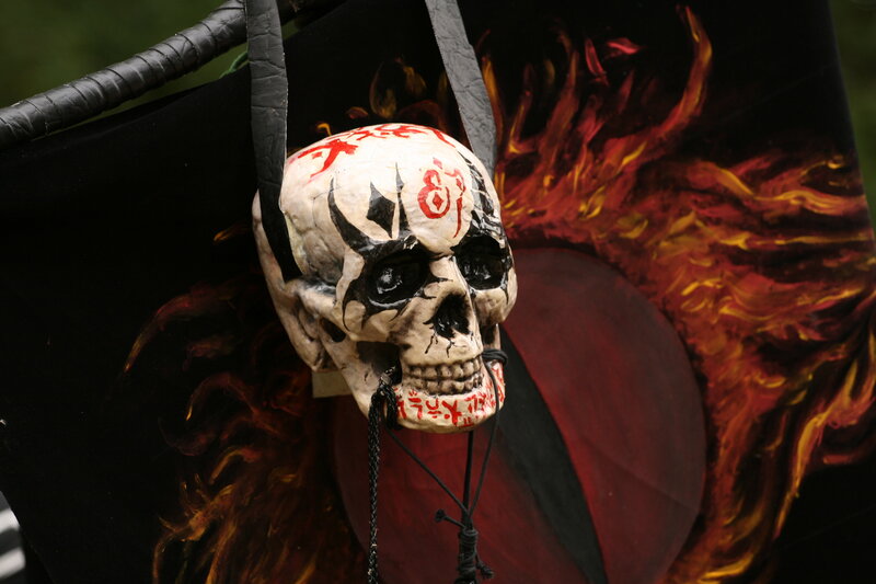 Skull with red markings
