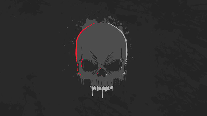 Skull with Red Outline