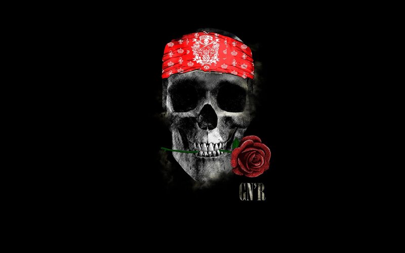 Skull with Red Rose — Black