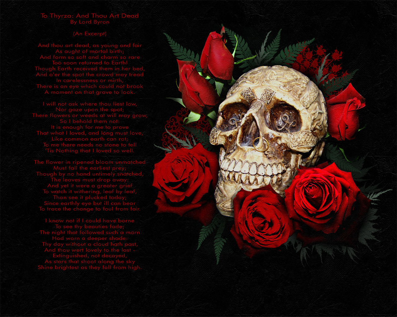 Skull with red roses