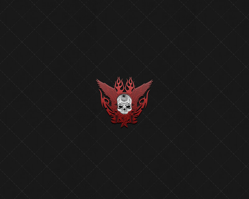 Skull with Red Wings — Black
