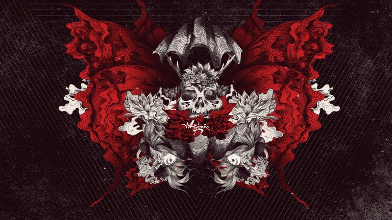 Skull with Red Wings — Dark, Digital Art