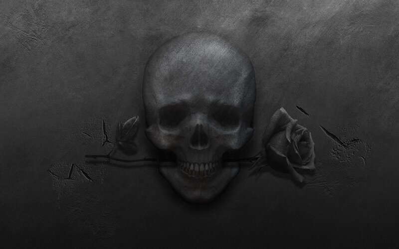 Skull with Rose — Black, Dark