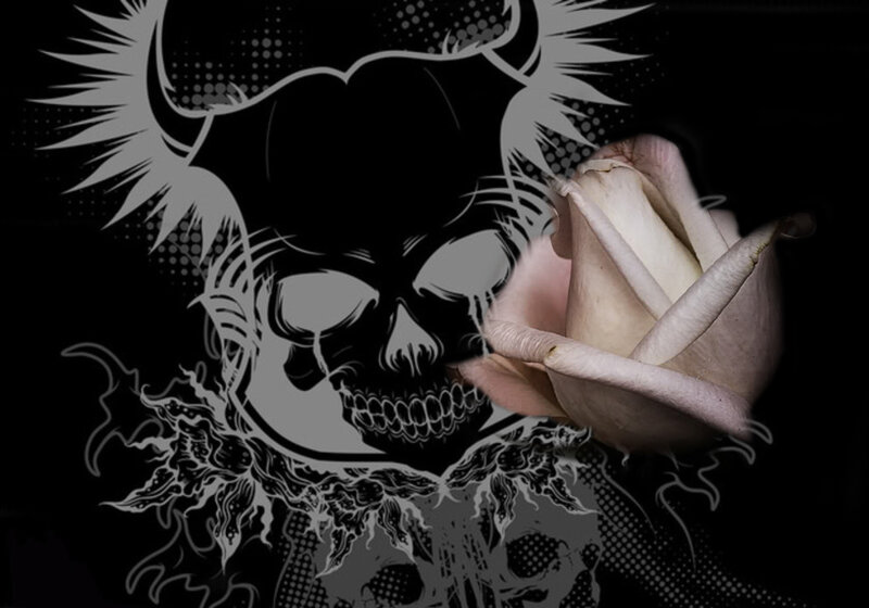 Skull with Rose — Black