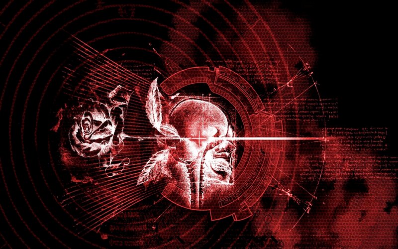 Skull with Rose — Red