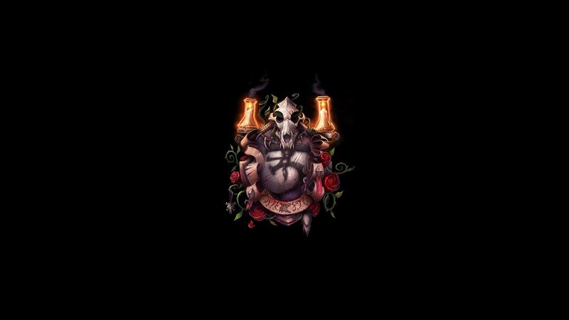 Skull with Roses and Flasks