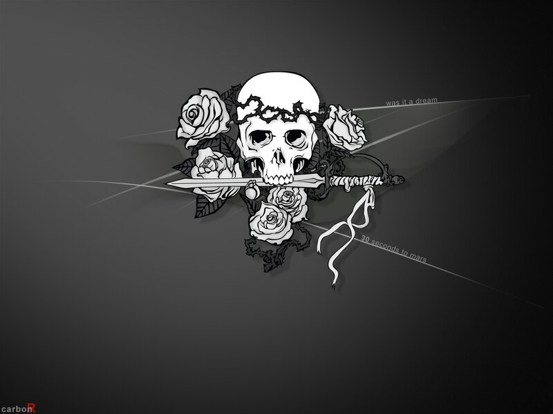 skull with roses and sword