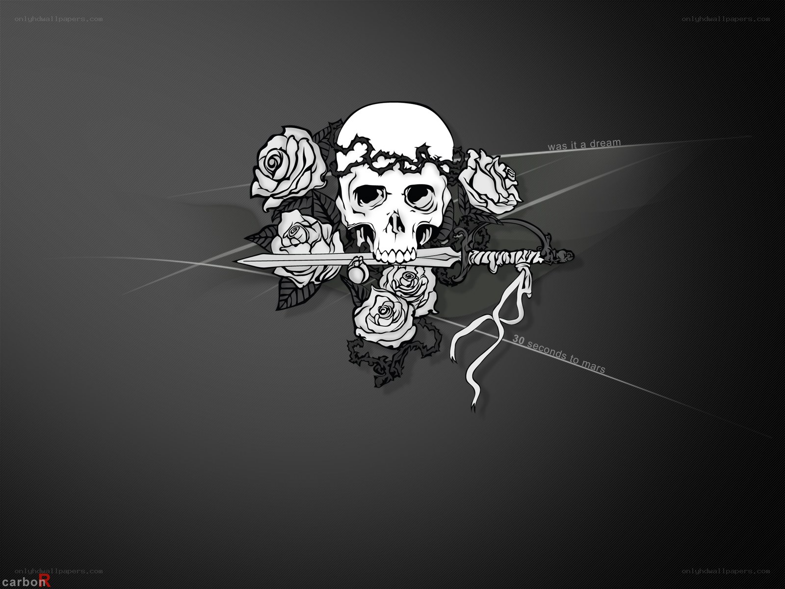skull with roses and sword
