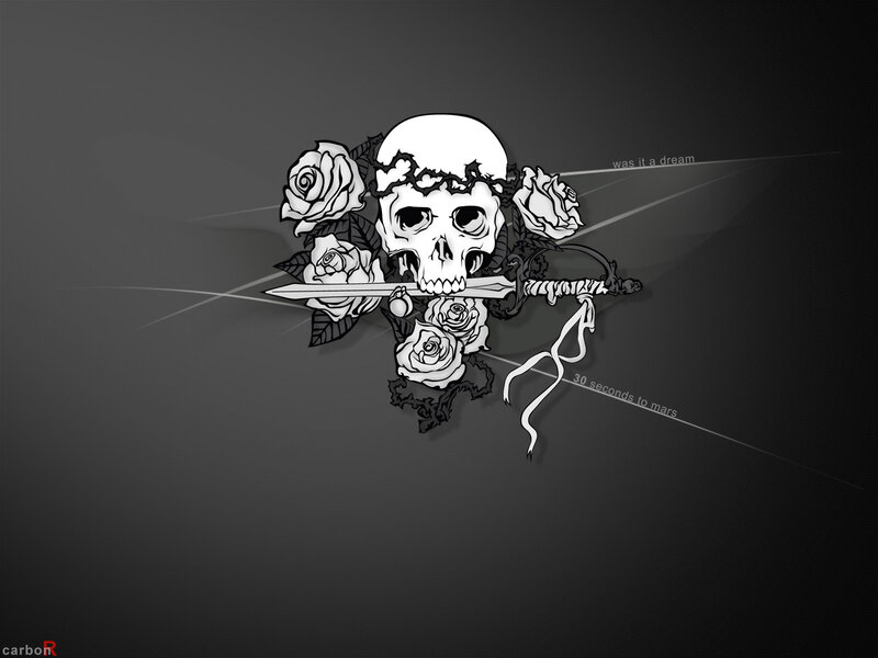 Skull with Roses and Sword — Black
