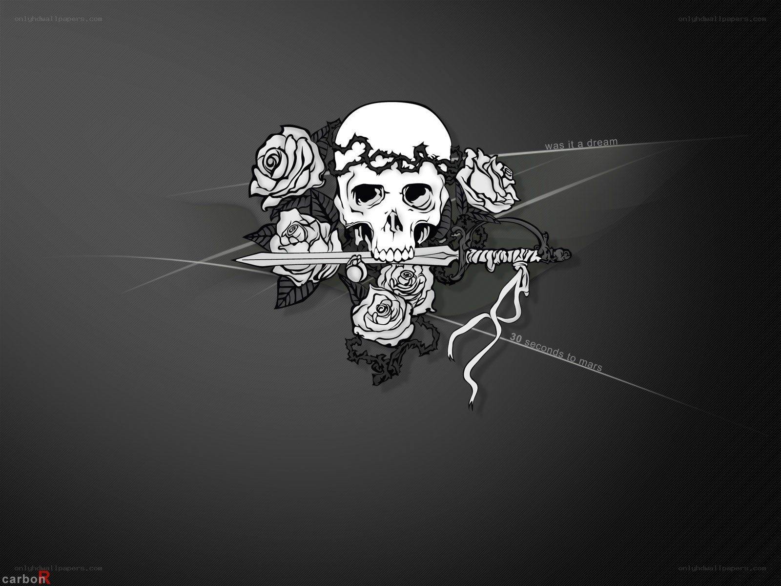 skull with roses and sword