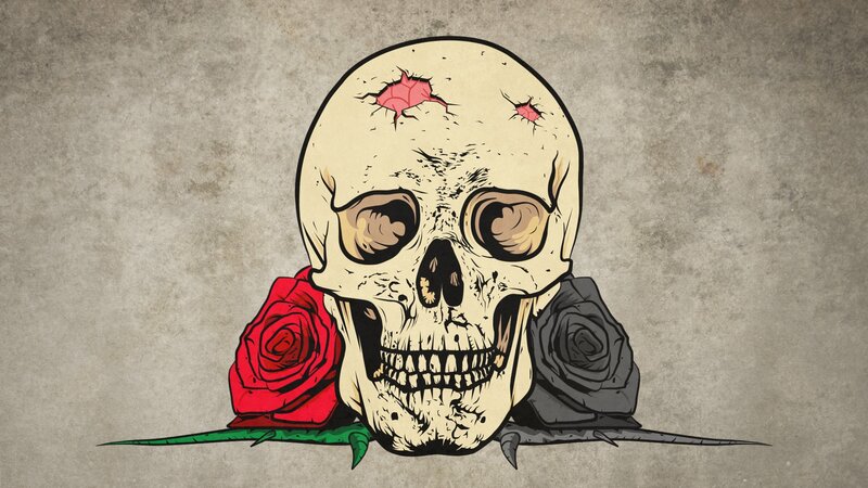 Skull with Roses — Beige