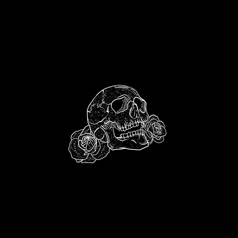 Skull with Roses — Black, Dark, Illustration