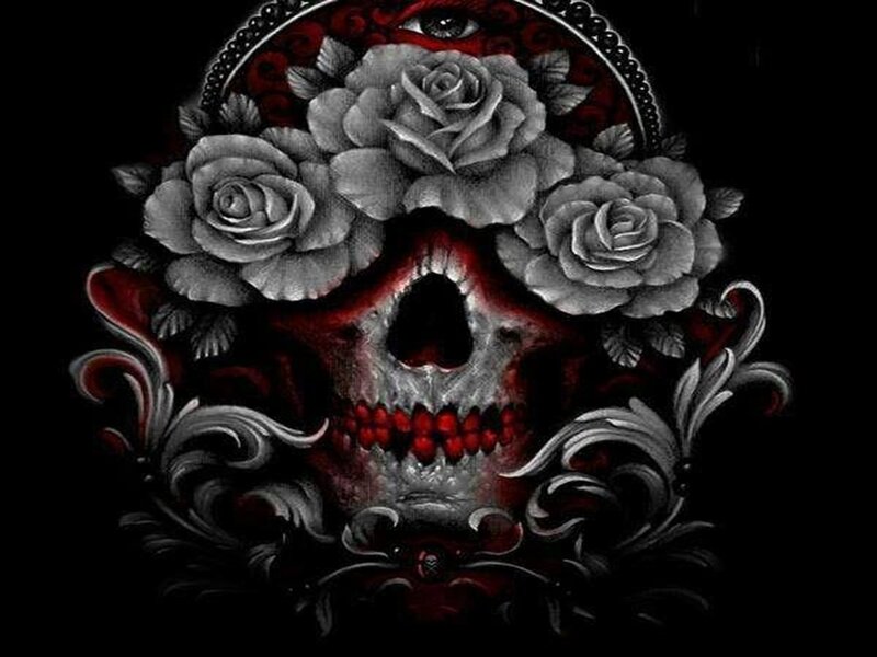 Skull with Roses — Black, Dark