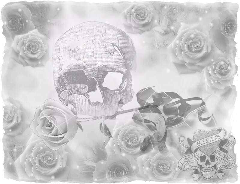 Skull with Roses — Gray