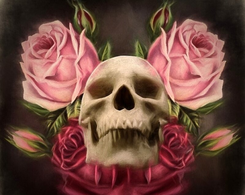 Skull with Roses — Pink