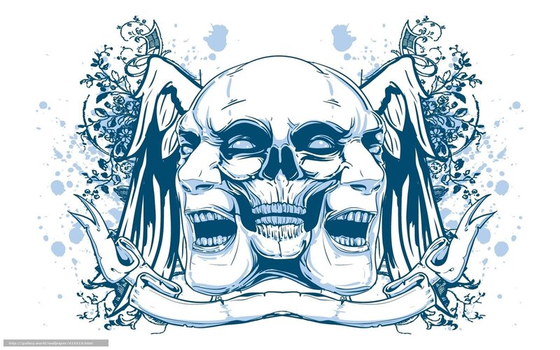 skull with screaming faces