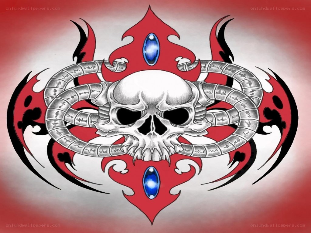 skull with serpents and gems