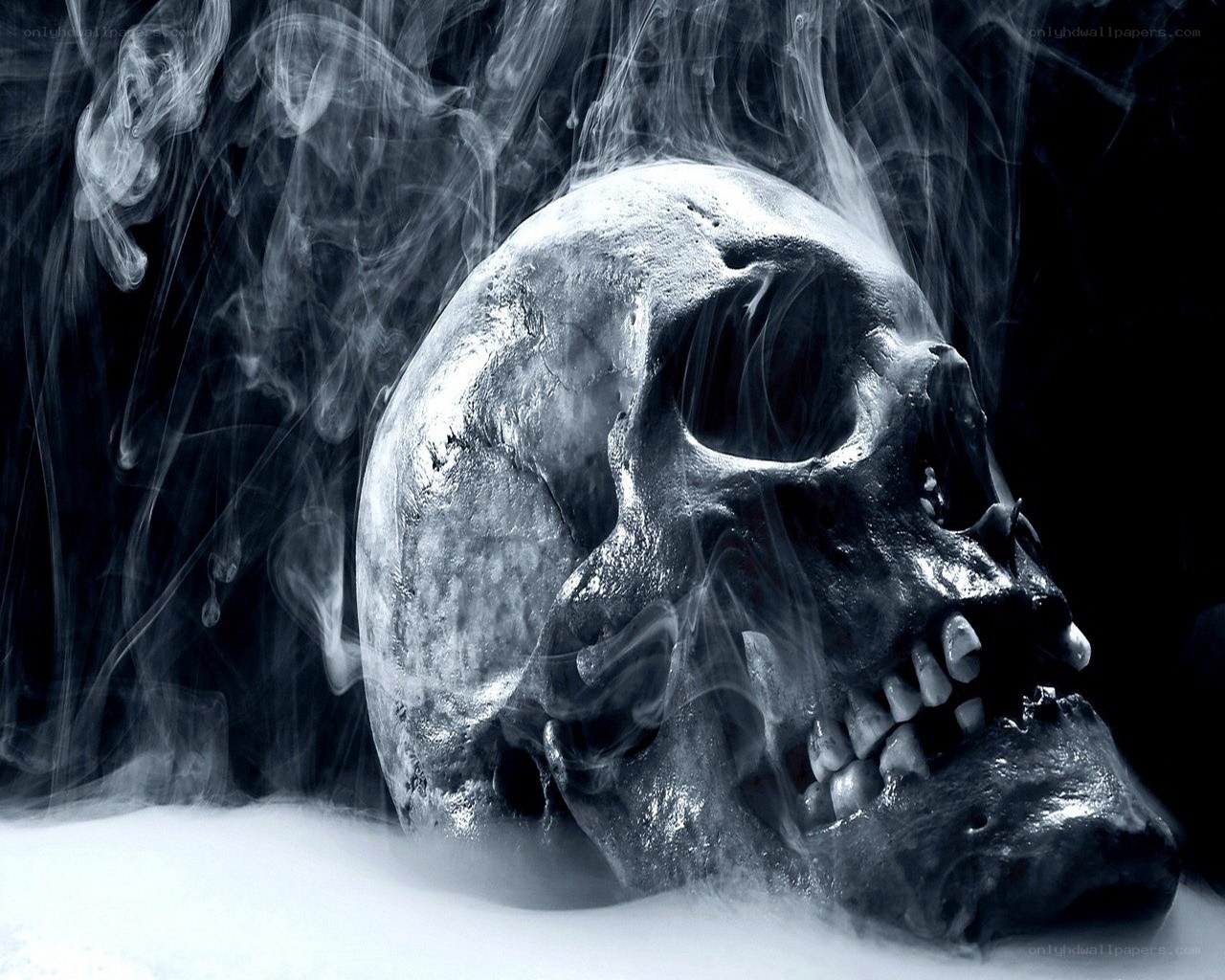 skull with smoke and fog