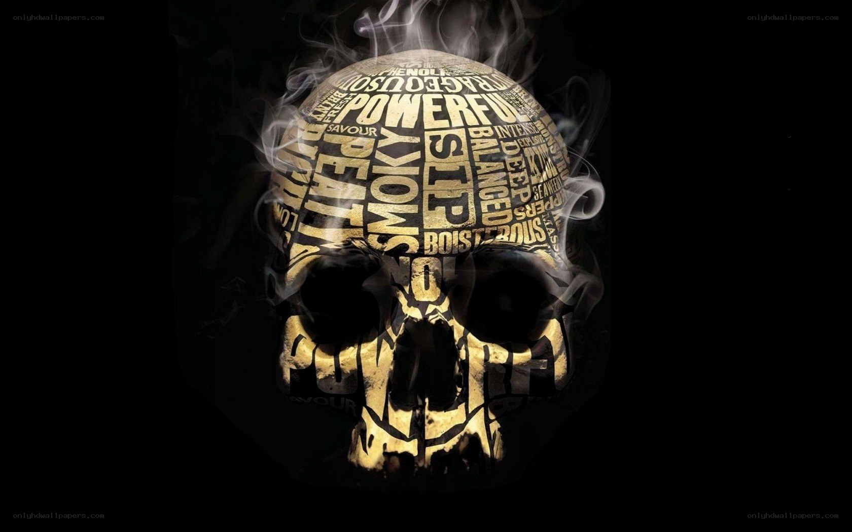 skull with smoky text