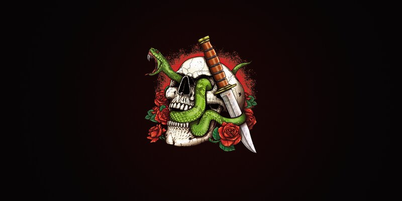 Skull with Snake and Knife