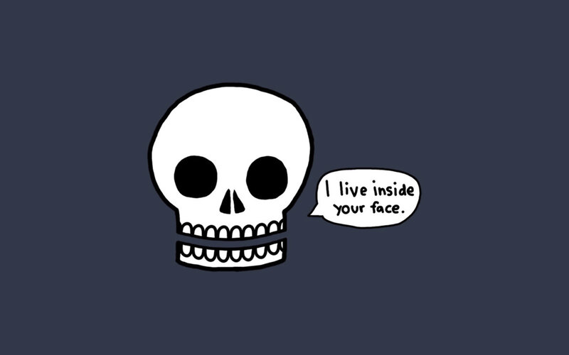 Skull with Speech Bubble — White