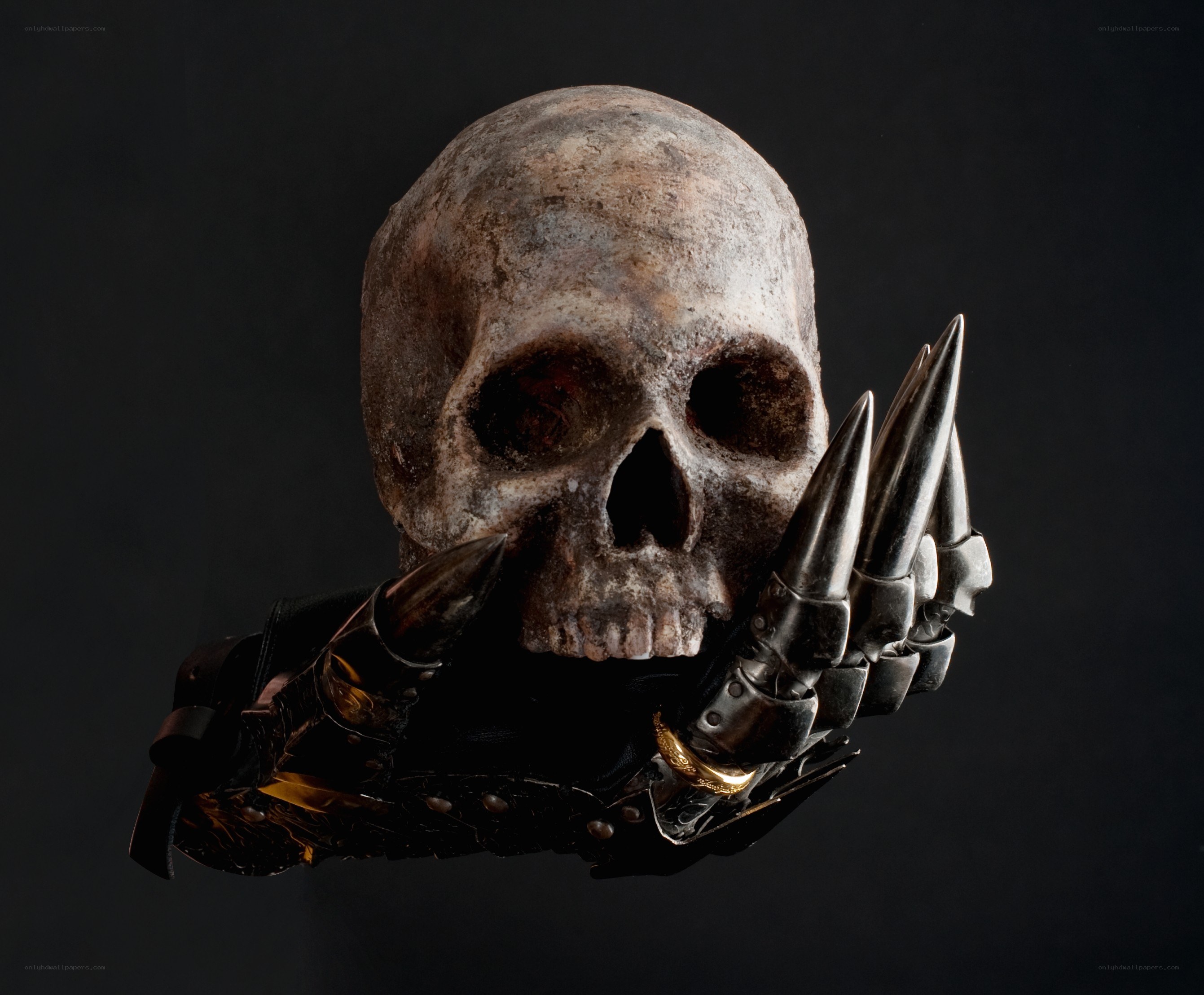 skull with spiked gauntlet