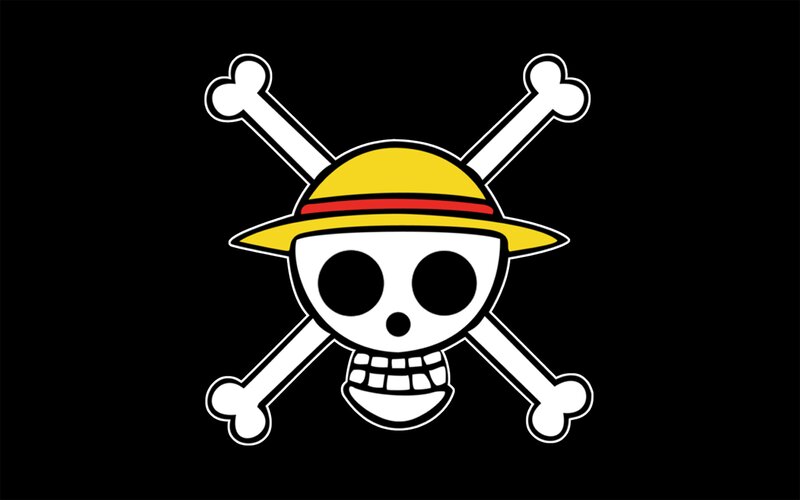 Skull with Straw Hat — Black, Bold