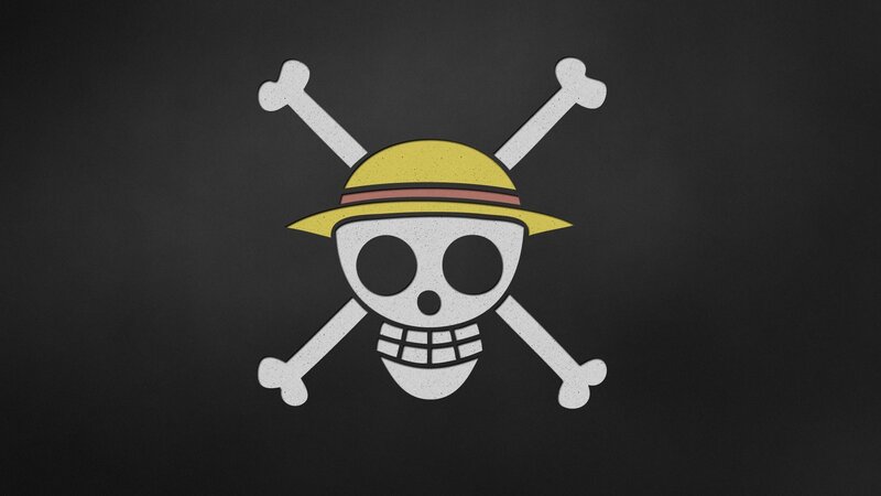 Skull with Straw Hat — Black, Dark
