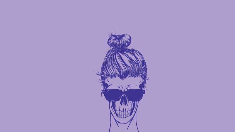 skull with sunglasses and bun