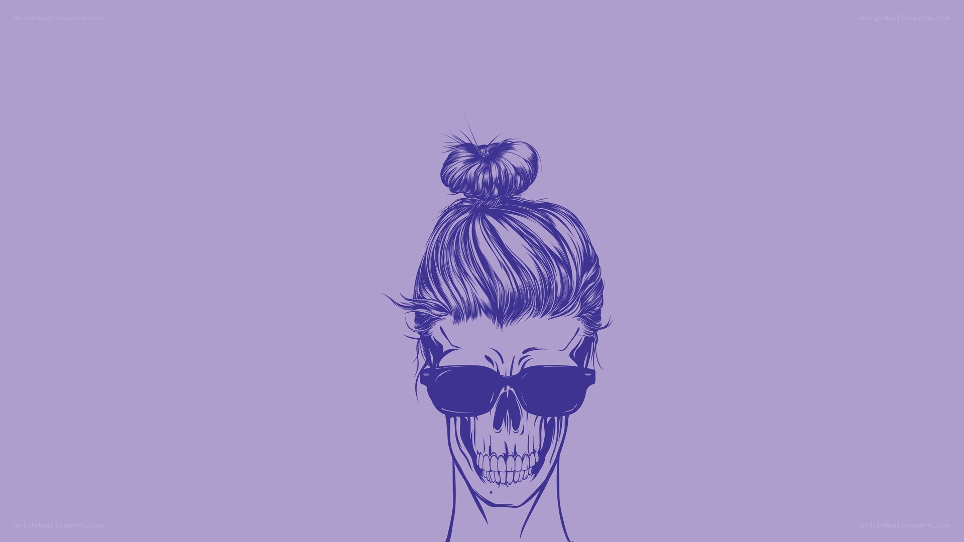 skull with sunglasses and bun
