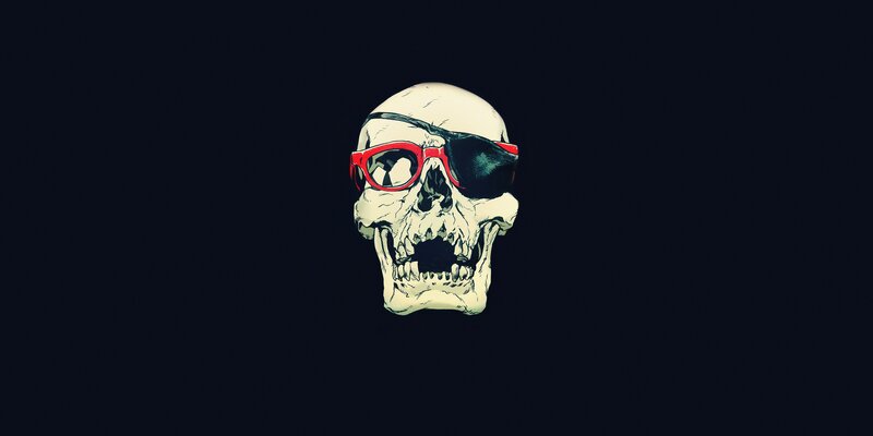 Skull with Sunglasses — Black, Dark