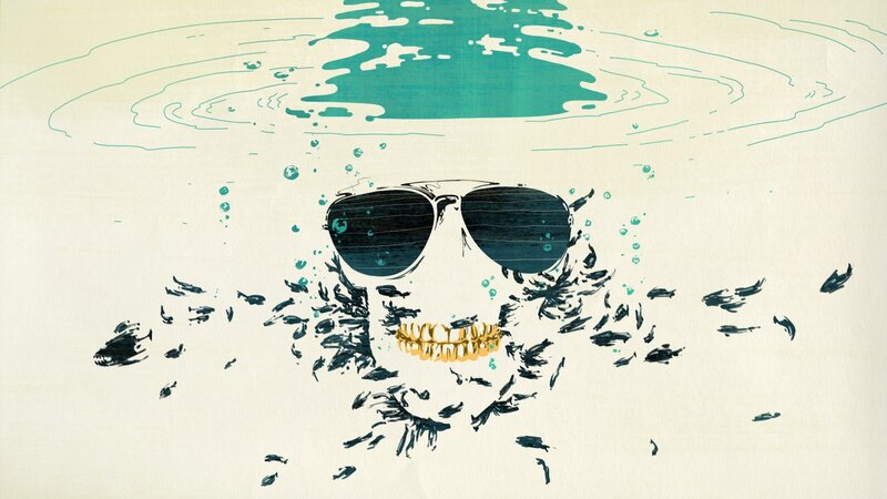 Skull with Sunglasses — Teal