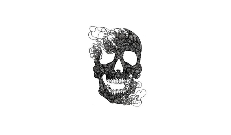 Skull with Swirling Lines — Black
