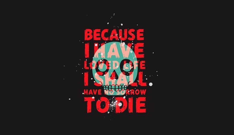 Skull with Text — Black, Dark, Digital Art, Splatter