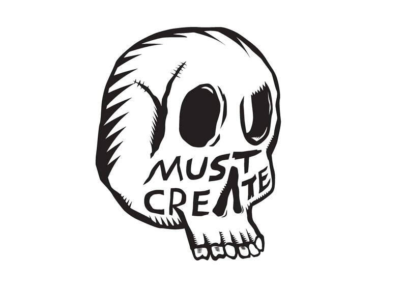 Skull with Text — Black, Edgy