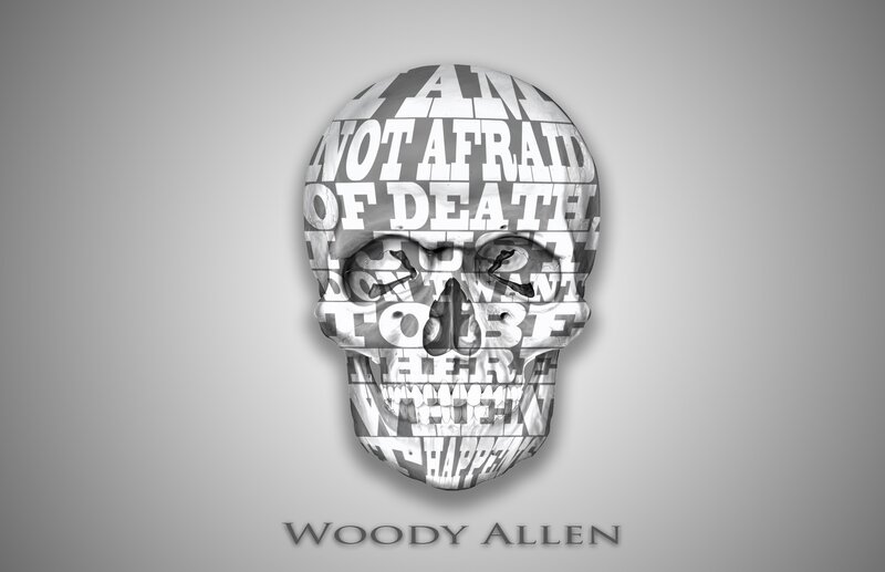 Skull with Text — Gray, Dramatic