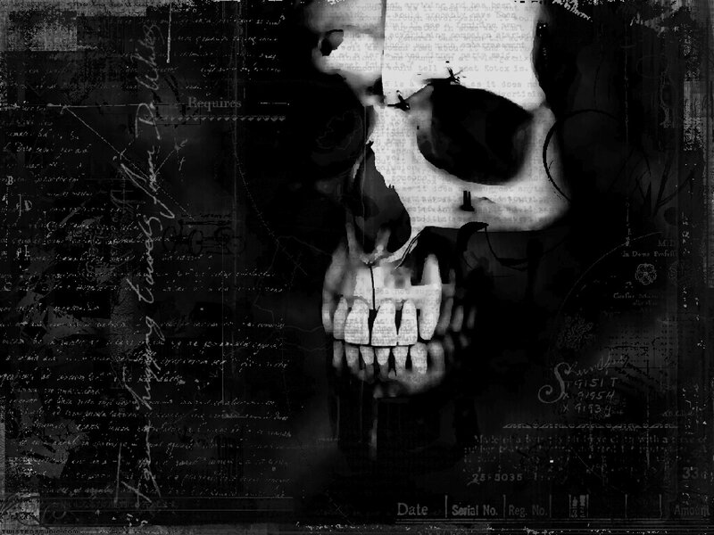 skull with text overlay