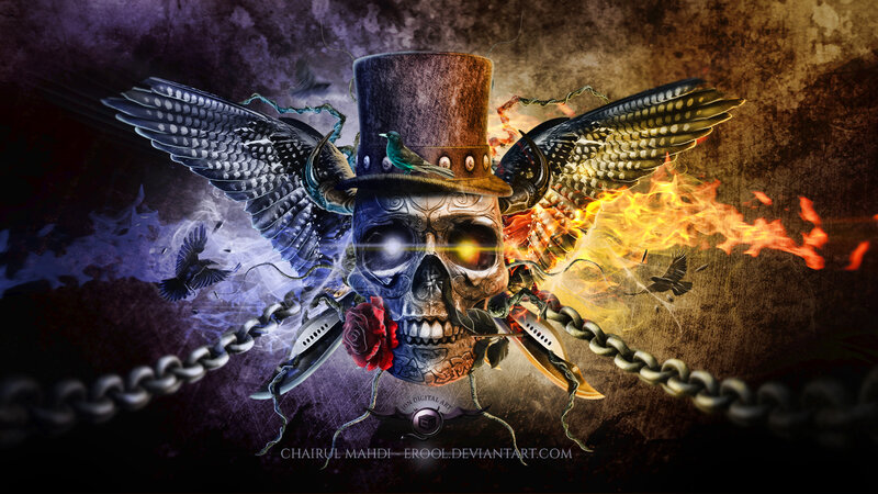 Skull with Top Hat and Wings