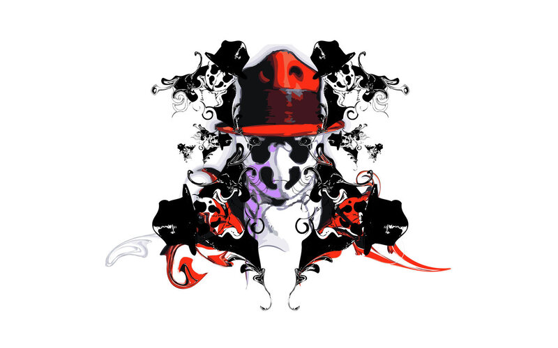 Skull with Top Hat — Black, Dark