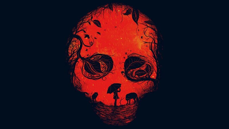Skull with Tree Branches