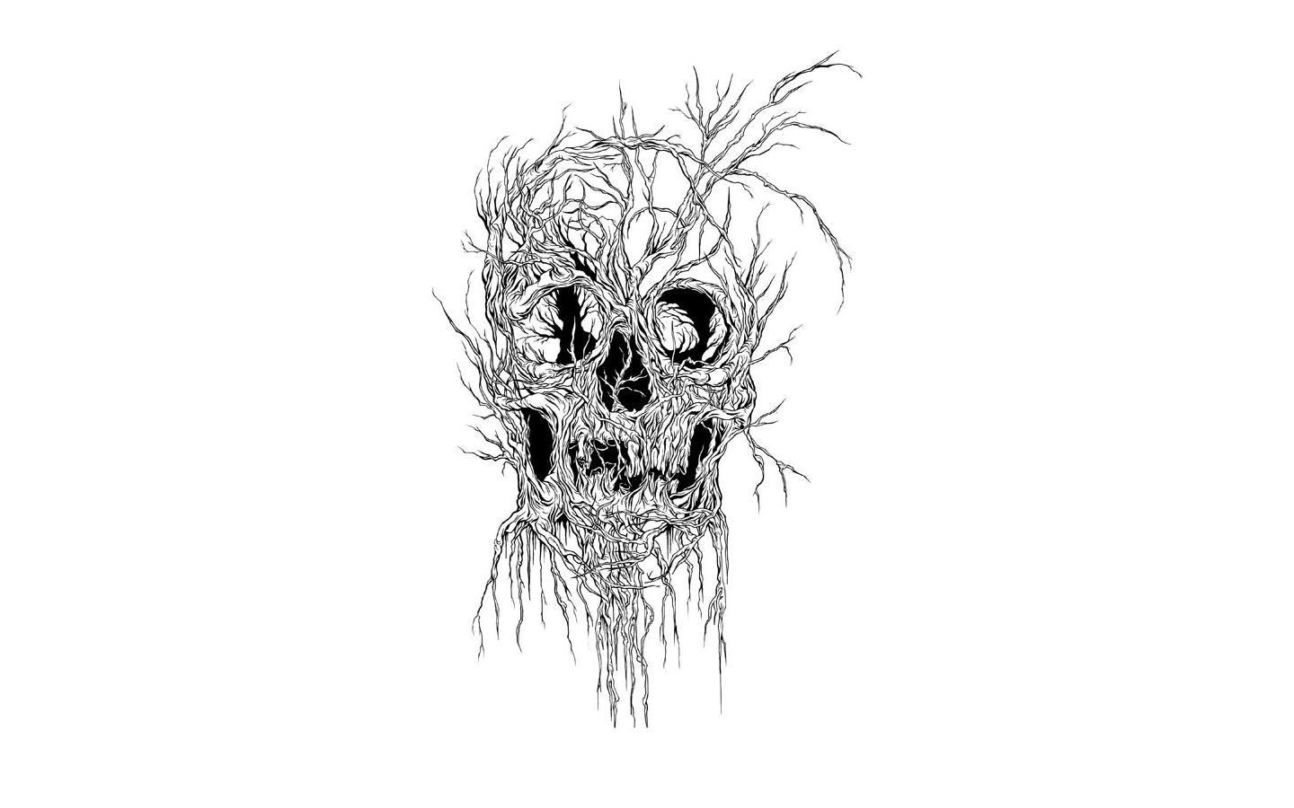 skull with tree roots