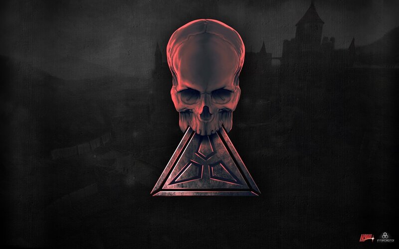 skull with triangle symbol
