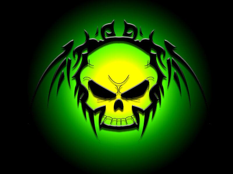 Skull with Tribal Design — Green
