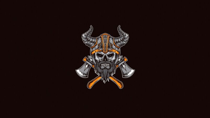 Skull with Viking Helmet — Black