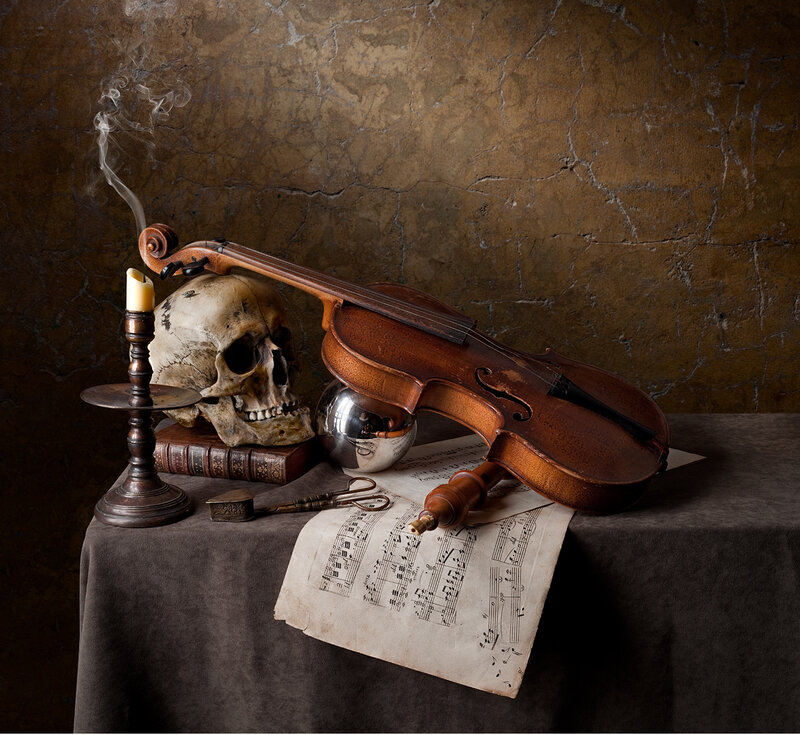 Skull with Violin