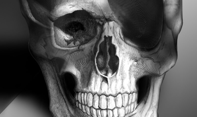 skull with wavy lines