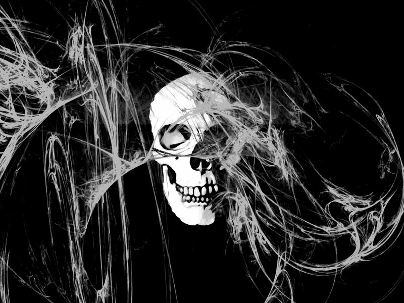 Skull with White Lines