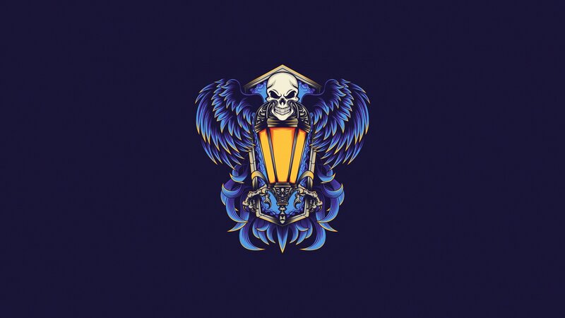 Skull with Wings and Lantern