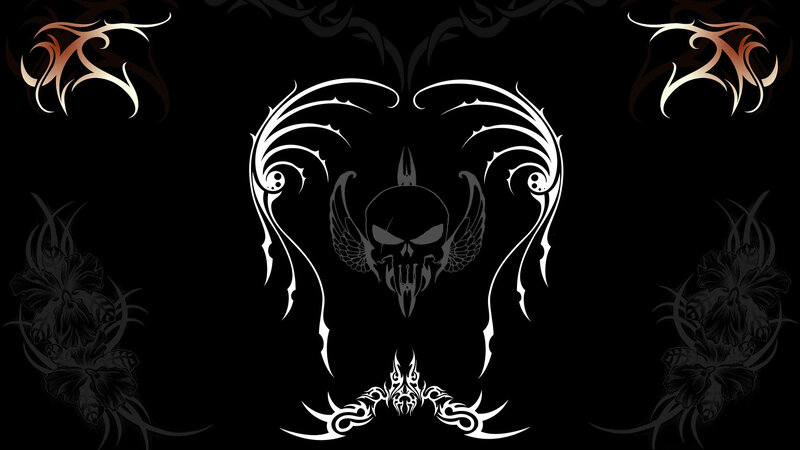 Skull with Wings and Tribal Patterns