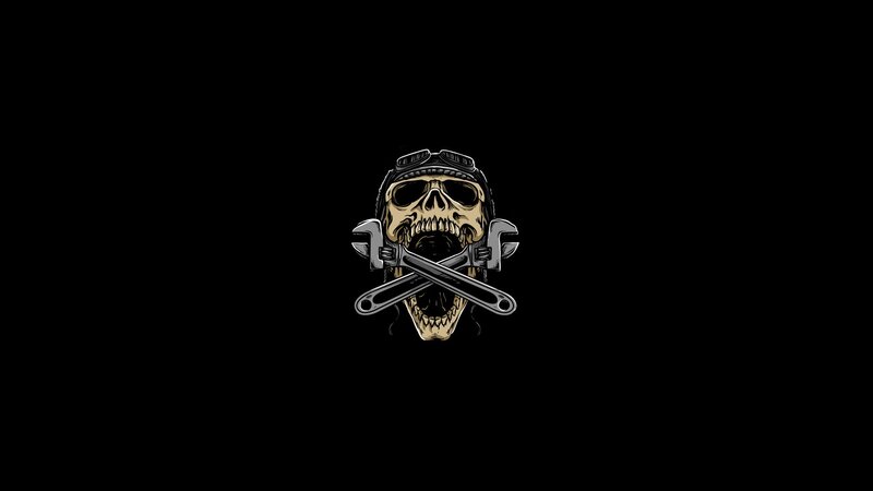 Skull with Wrenches — Black